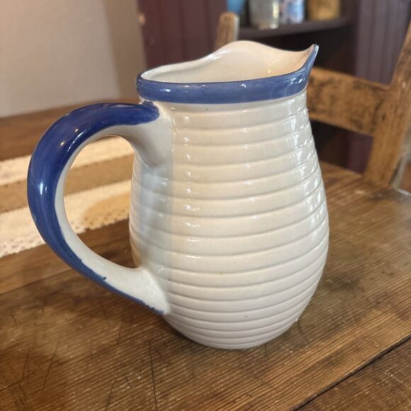 Vintage Alco Blue Rooster Ceramic Painted Pitcher - Picture 3 of 6